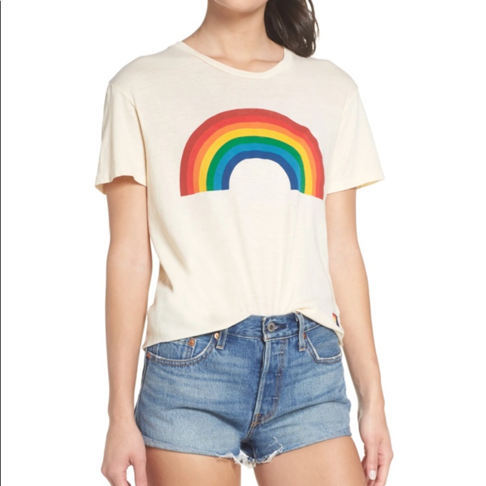Aviator Nation Rainbow Boyfriend Tee, Medium
